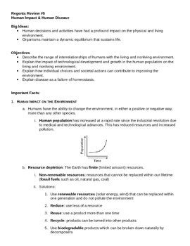 Living Environment Regents Review Packet Of Tpt