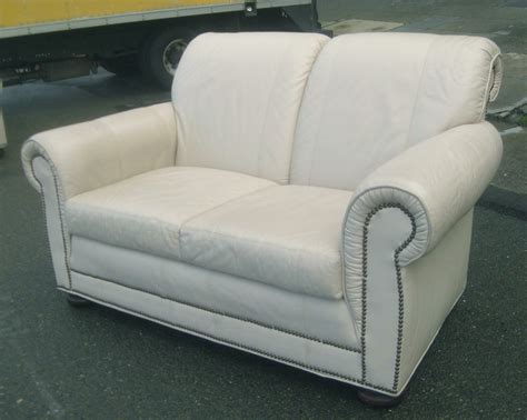 Uhuru Furniture And Collectibles Sold White Leather Loveseat 200