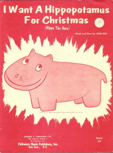 I Want A Hippopotamus For Christmas Vintage Sheet Music