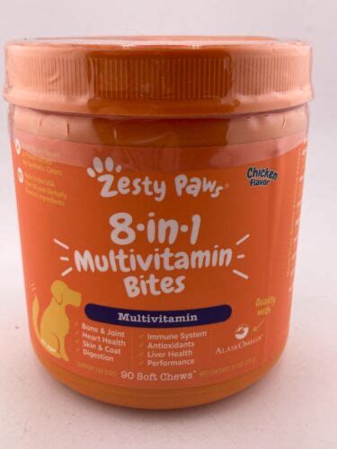 New Zesty Paws 8 In 1 Multivitamin Chews Soft Bites Chicken Flavor 90