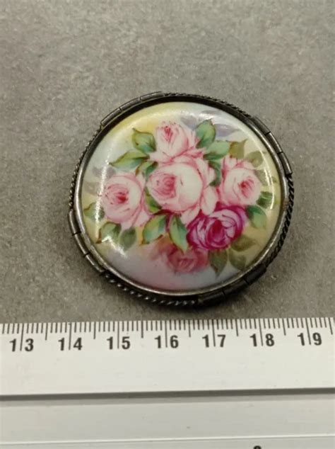 Ancienne Broche Porcelaine Limoges Signee Ref J Eur Picclick Fr