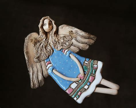 Ceramic Angel Sculpture Clay Miniature Sculpture Angel Christmas T