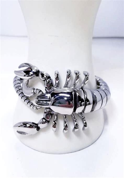 Stainless Steel Scorpion Wrap Cuff Bracelet Gem