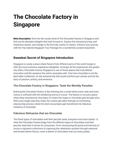 PPT - The Chocolate Factory in Singapore (1) PowerPoint Presentation ...