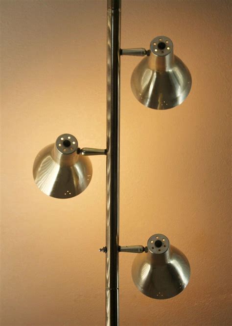 Mid Century Modern 3 Light Tension Pole Lamp 50s 60s Stiffel Era Brass