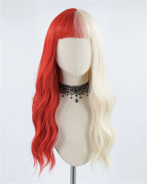 Half Red Half Blonde Synthetic Wig Hw153 Weekendwigs