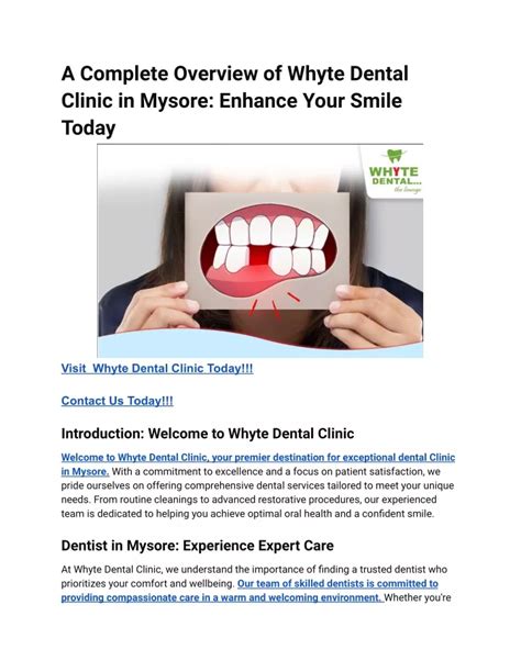 Ppt A Complete Overview Of Whyte Dental Clinic In Mysore Enhance Your Smile Today Powerpoint