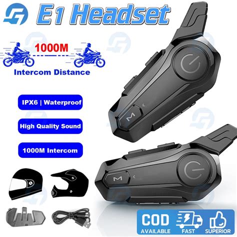 Pcs Motorcycle Bluetooth M Intercom Headset E Wireless Helmet