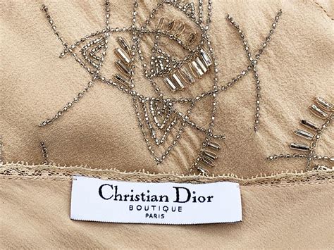 Christian Dior By John Galliano 2005 Silk Nude Embellished Dress Fr 42