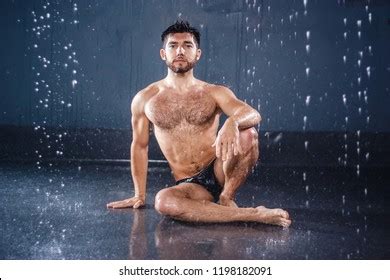 Attractive Goodlooking Handsome Muscular Half Naked Stock Photo