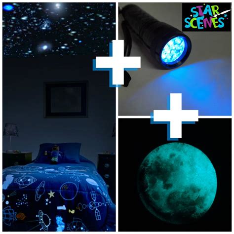 Glow in the Dark Stars Moon package for kids room or nursery