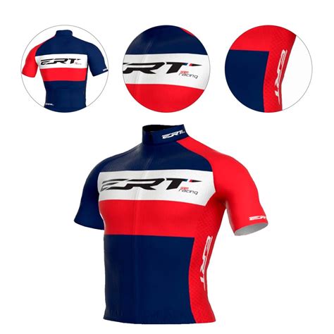 Camisa Ert New Elite Pro Racing Paris Roubaix Ciclismo Azul Vermelha E