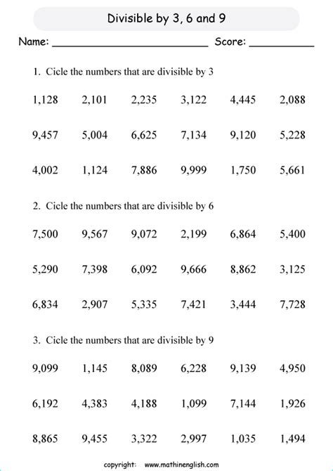 Worksheet On Divisibility Rules For Class 5