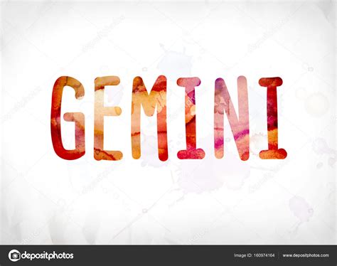 Concepto Géminis Acuarela Pintada Word Art Fotografía De Stock