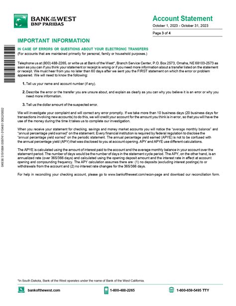 New 2023 Bank Of The West BNP Paribas Statement Template MbcVirtual