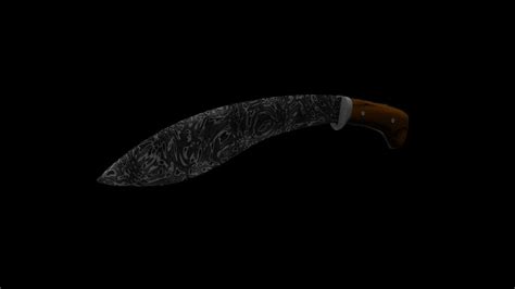 D Model Damascus Steel Kukri Machete Vr Ar Low Poly Cgtrader