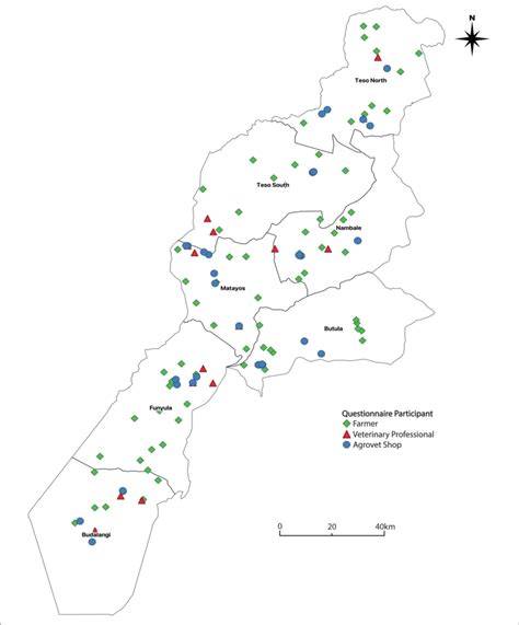 | Map of Busia county, western Kenya, indicating the locations of all ...