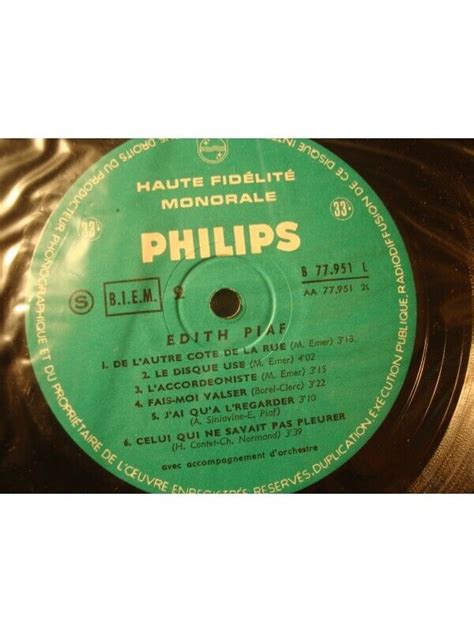 EDITH PIAF les grandes chansons LP Philips mon légionnaire fis moi