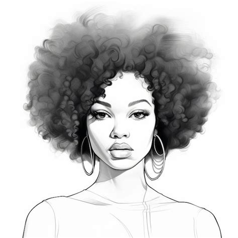 Premium Photo Simple Line Drawing Of A Danesa Afro In 2d Outline