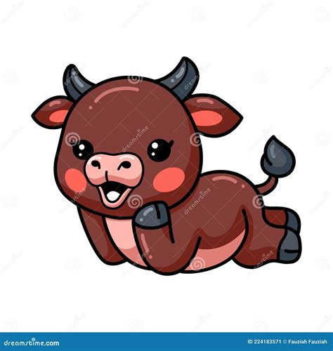 Cute Baby Bull Cartoon Laying Down Stock Vector Illustration Of