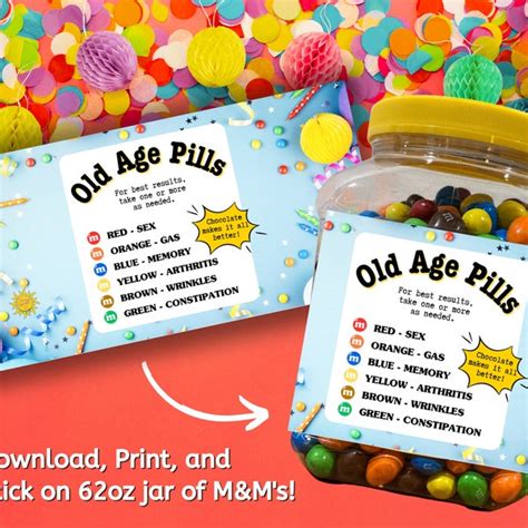 Over The Hill Pill Labels Etsy