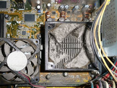 Dust Deposited Over Time On Cpu Cooling Blinded By Moisture Stock