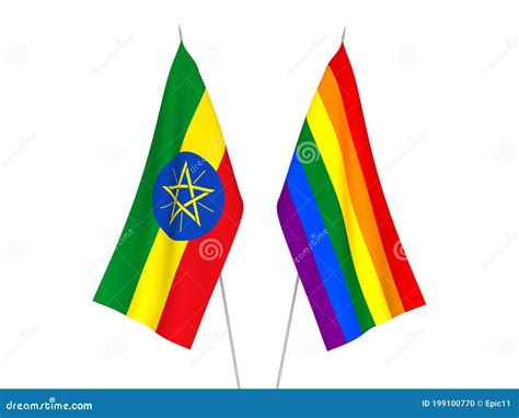 Ethiopia And Rainbow Gay Pride Flags Stock Illustration Illustration