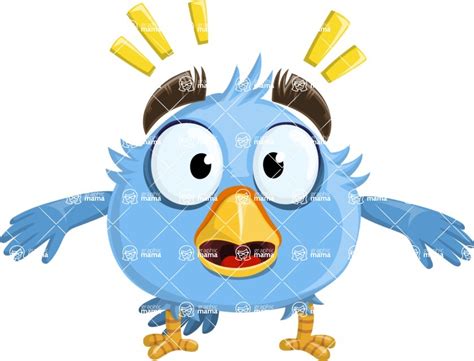 Fluffy Bird Cartoon Vector Character Aka Robird Shocked Graphicmama