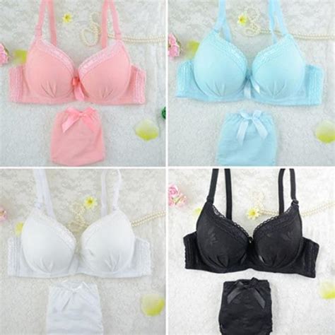 Buy Womens Sexy Lace Underwire Push Up Bra Set Bowknot Embroider Brassiere Panties At