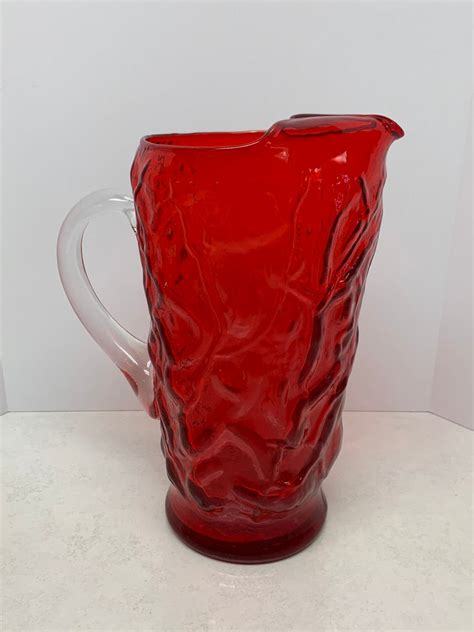 Morgantown Seneca Glass Pitcher And Footed Glass Set The Purple Moon 20th Century Treasures