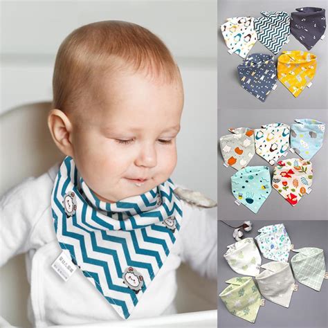 Buy 5pc Absorbent Cotton Printed Baby Bibs Double Triangle Soft Dinner