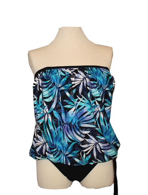 Womens Two Piece Bandeau Blouson Tankini W 6 Trunk