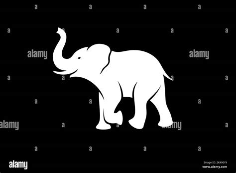 Silhouette of Walking Younger Elephant with its Trunk Up Stock Vector ...