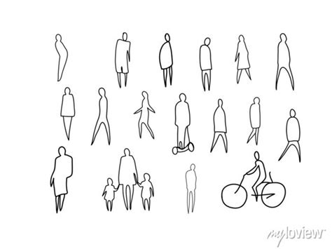 Vector illustration, outline silhouettes of people, contour drawing ...