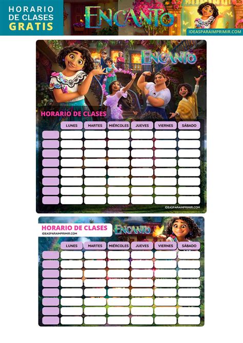 Encanto Descargar Horario De Clases Encanto Disney Para Imprimir