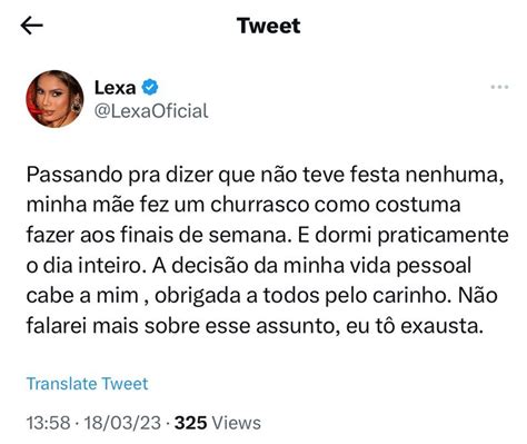 Lexa Se Pronuncia Sobre Suposta Festa Para Mc Guim Ap S Expuls O Do Bbb