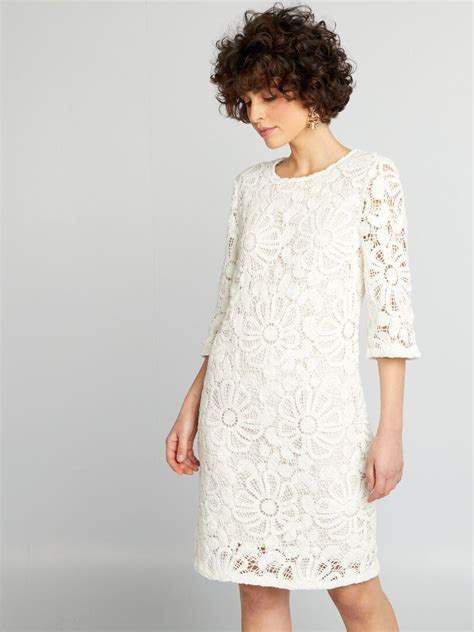 Robe Droite En Maille Crochet Blanc Kiabi 4900€