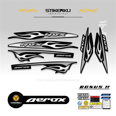 Hitam Aerox Striping Sticker Mio Basic Black Aerox Flavor Mio Sticker