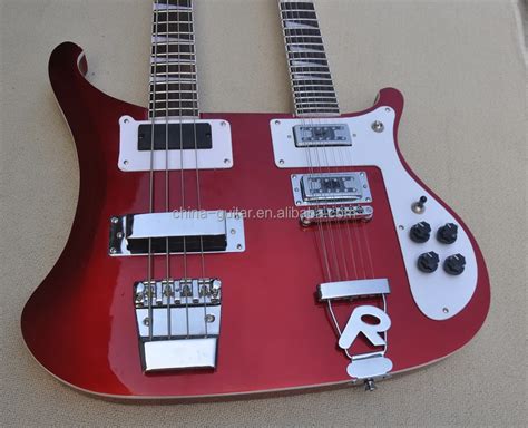 Huiyuan Double Neck Guitar 412 Strings Electric Guitar And Bass With Chrome Hardwaremetallic