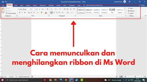 Cara Menghilangkan Dan Memunculkan Ribbon Di Microsoft Word Youtube