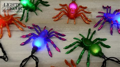 Halloween Spiders String Lights 10 Ft Outdoor Multicolor Youtube