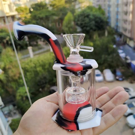 2019 Silicone Glass Bong Dab Rigs Smoke Pipe With Glass Bowl Mini Glass Bong In Stock From