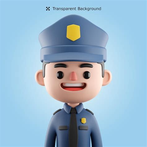 Avatar De Dessin Animé D officier De Police Psd 3d PSD Premium