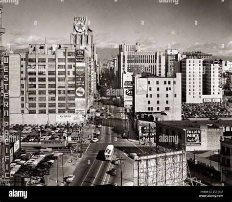 1950s Downtown Aerial View Of Broadway Looking North From 9th Street