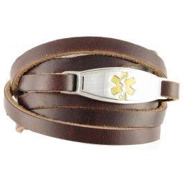 Leather Medical Alert Bracelets | Leather Medic Alert Bracelet | N ...