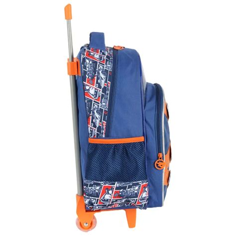 Mochila Rodinha Escolar Hot Wheels Patches Azul Luxcel