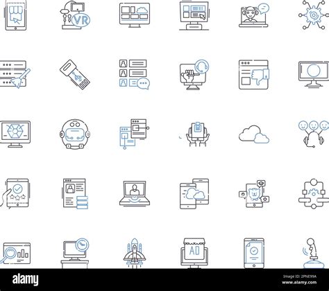 Data Science Line Icons Collection Analytics Machine Learning