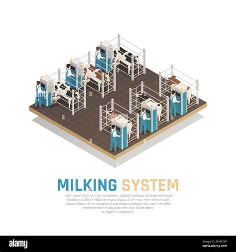 Dairy Production Milk Factory Isometric Composition With Editable Text