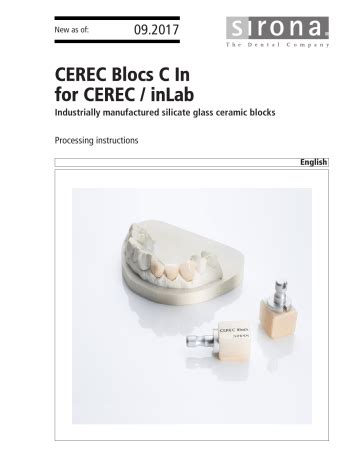 Dentsply Sirona CEREC Blocs C In Instructions For Use Manualzz