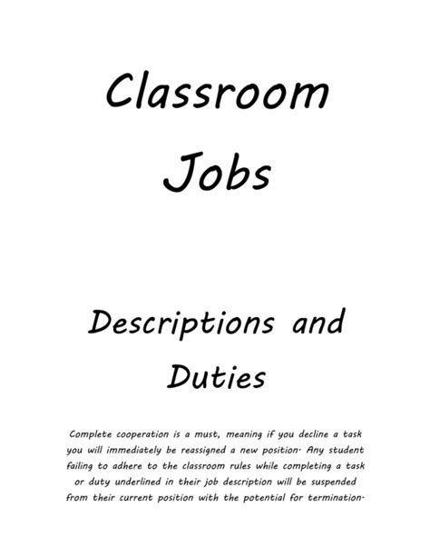 Classroom Jobs